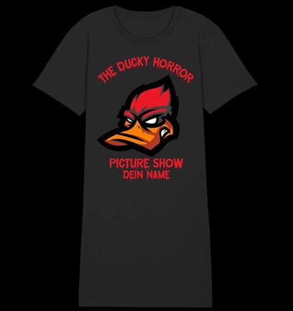 The Ducky Horror Picture Show + Name • Damen • Frau • Ladies Premium T-Shirt Kleid aus Bio-Baumwolle S-2XL • Exklusivdesign • personalisiert • Halloween