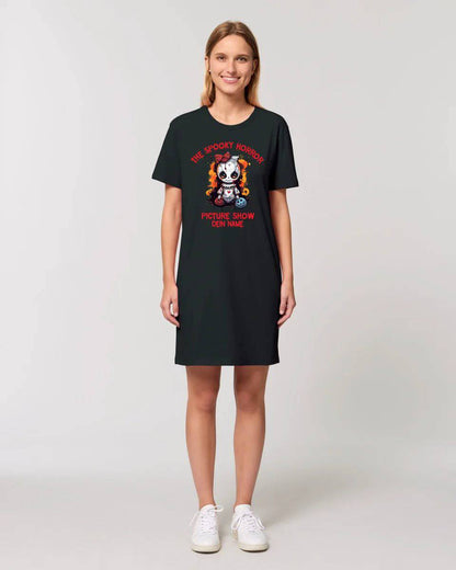 The Spooky Horror Picture Show + Name • Damen • Frau • Ladies Premium T-Shirt Kleid aus Bio-Baumwolle S-2XL • Exklusivdesign • personalisiert • Halloween • Halloween