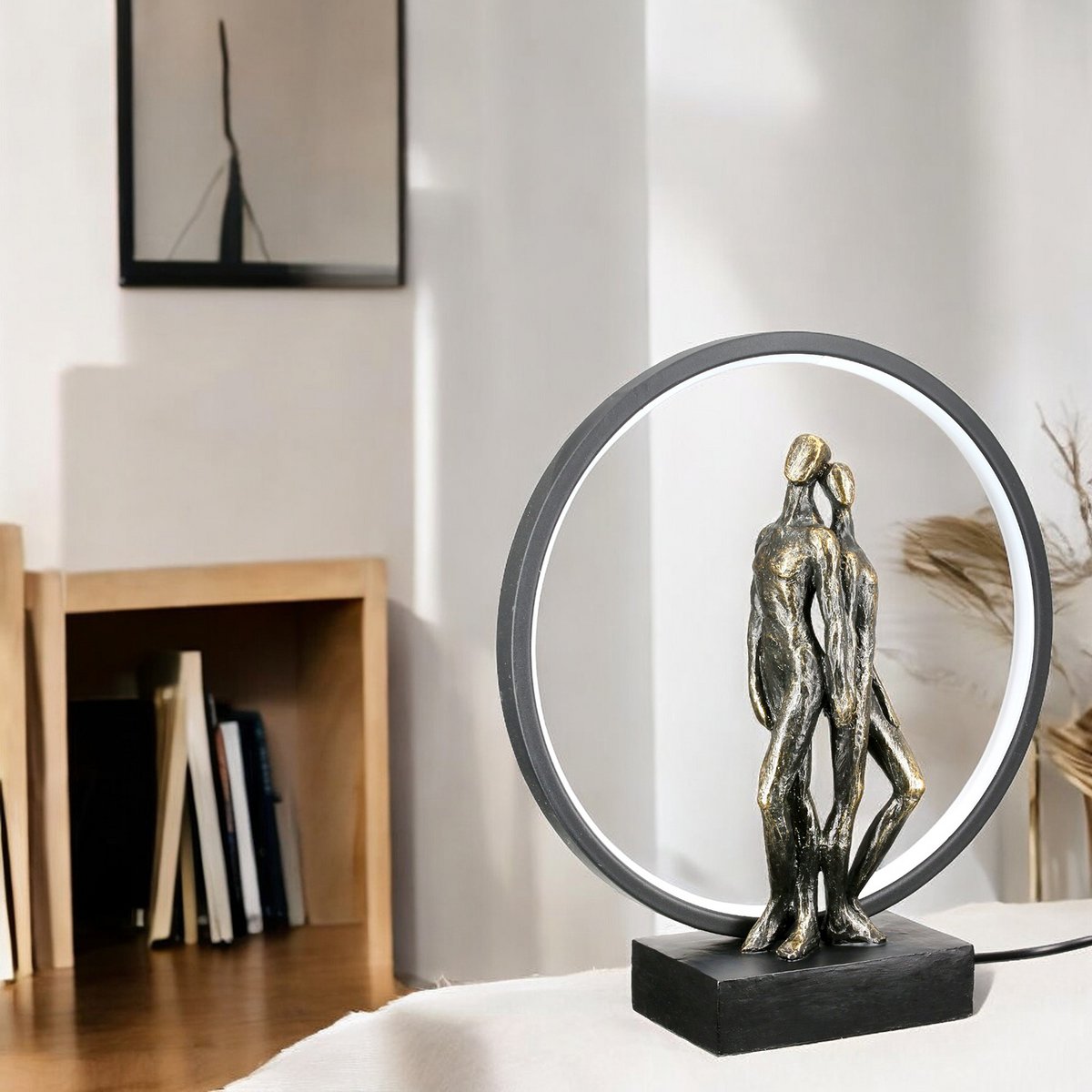 Tischleuchte LED rund Herzleuchten, H.33 cm • Skulptur • Wohndeko