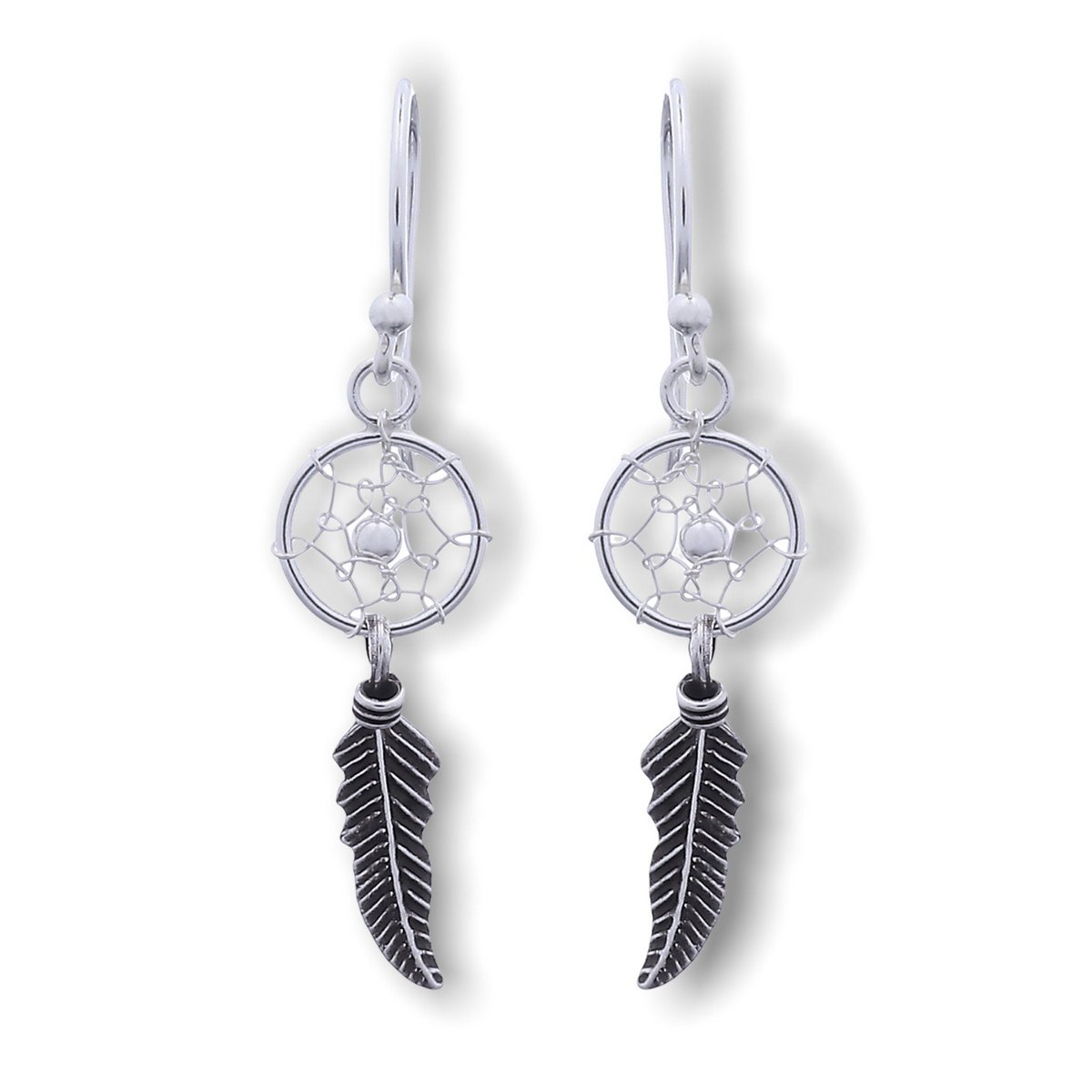 Traumfänger Ohrringe - 925 Sterling Silber Tribal Boho Schaman Indianer Schmuck - OHR925-42