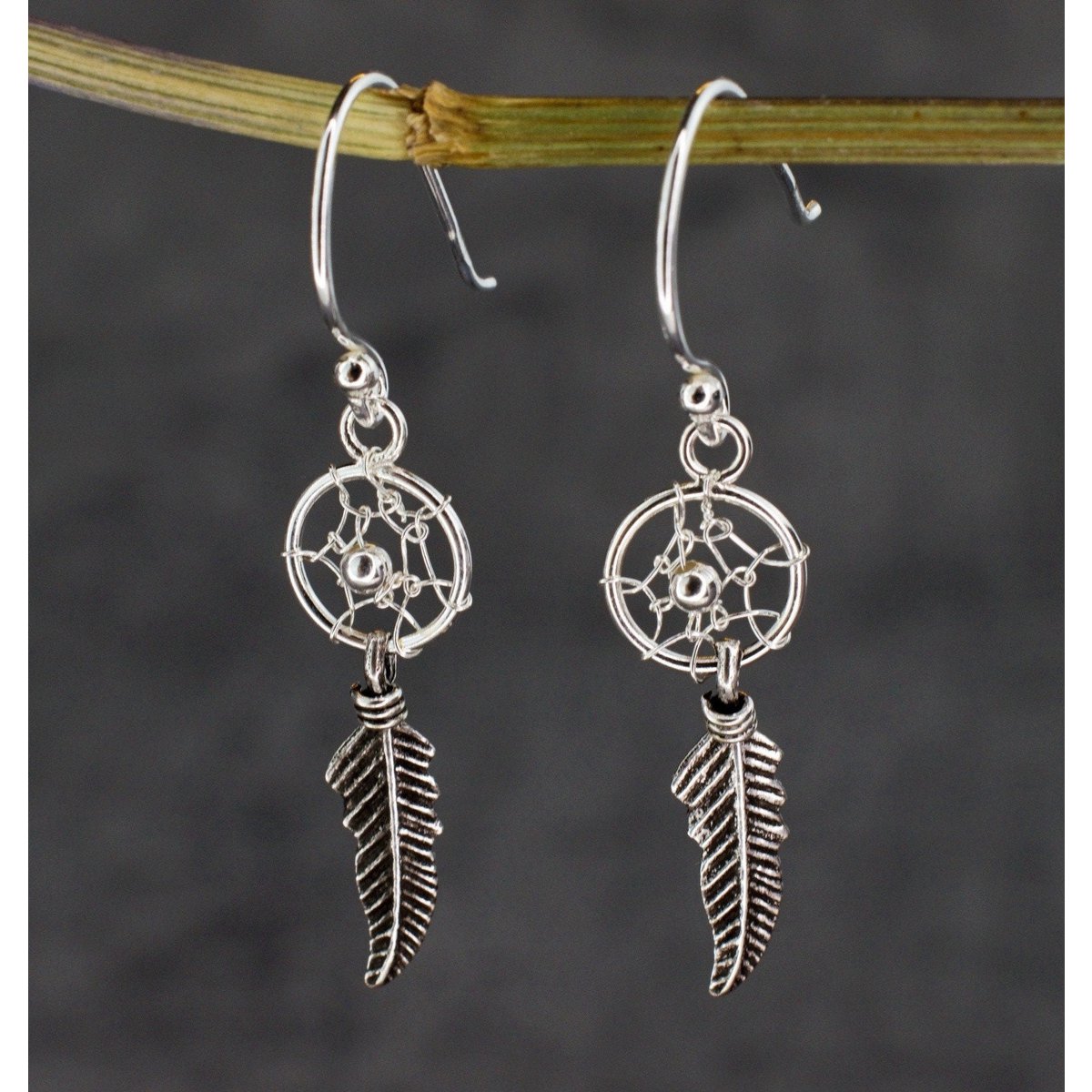 Traumfänger Ohrringe - 925 Sterling Silber Tribal Boho Schaman Indianer Schmuck - OHR925-42