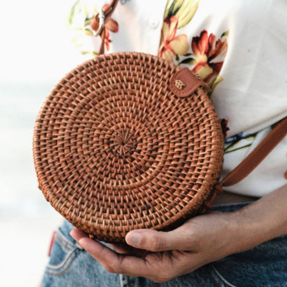 Umhängetasche | Bali Tasche SENJA braun Aus Rattan