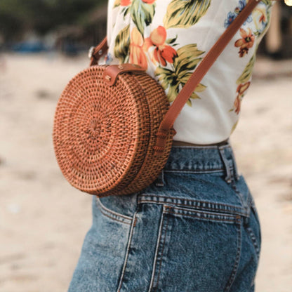 Umhängetasche | Bali Tasche SENJA braun Aus Rattan