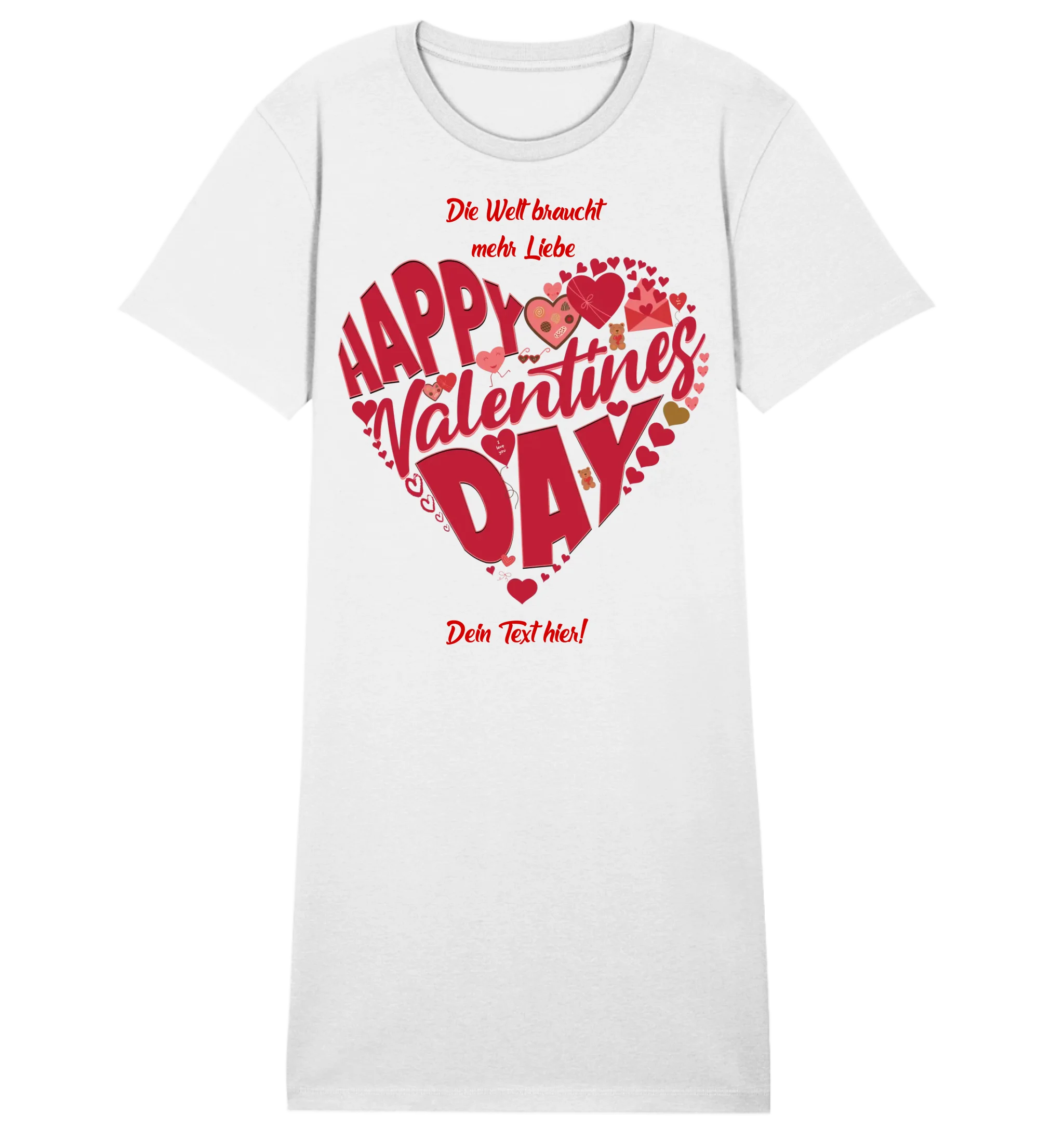 Valentinstag • Herz • Ladies Premium T-Shirt Kleid aus Bio-Baumwolle S-2XL • Exklusivdesign • personalisiert