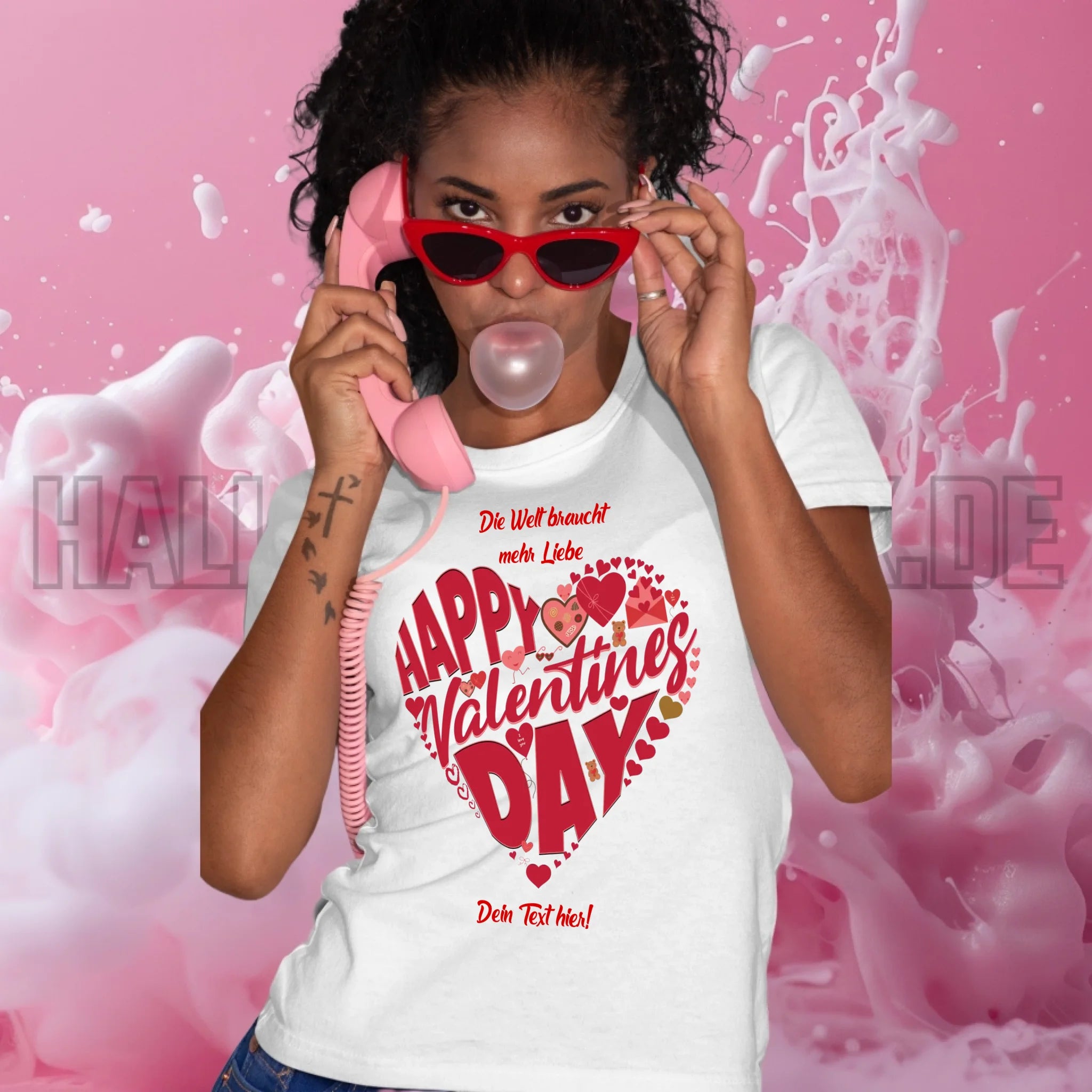 Valentinstag • Herz • Ladies Premium T-Shirt XS-2XL aus Bio-Baumwolle für Damen • Exklusivdesign • personalisiert