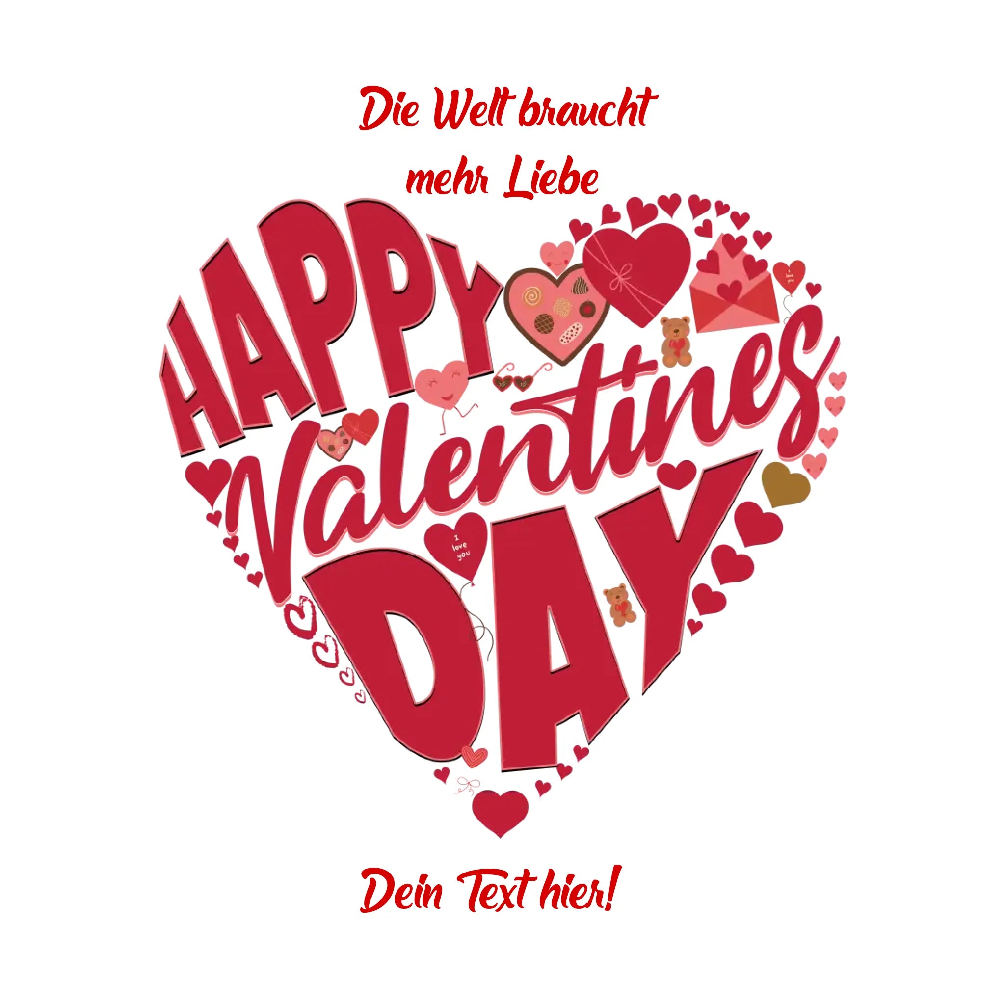 Valentinstag • Herz • Sticker • 20x20cm • ausgestanzt mit weißem Rand • personalisiert