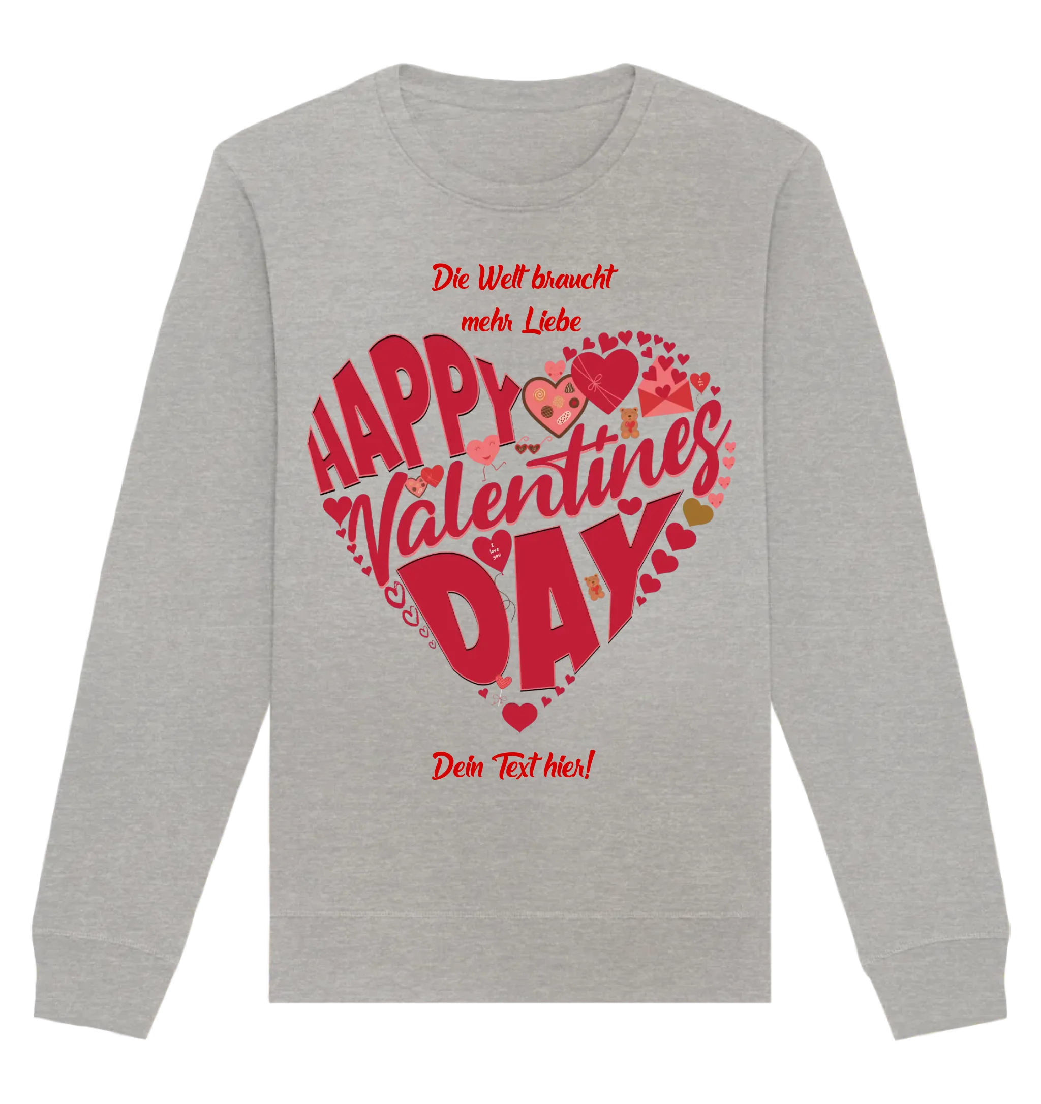 Valentinstag • Herz • Unisex Sweatshirt Bio-Baumwolle in 4 Farben XS-3XL • personalisiert