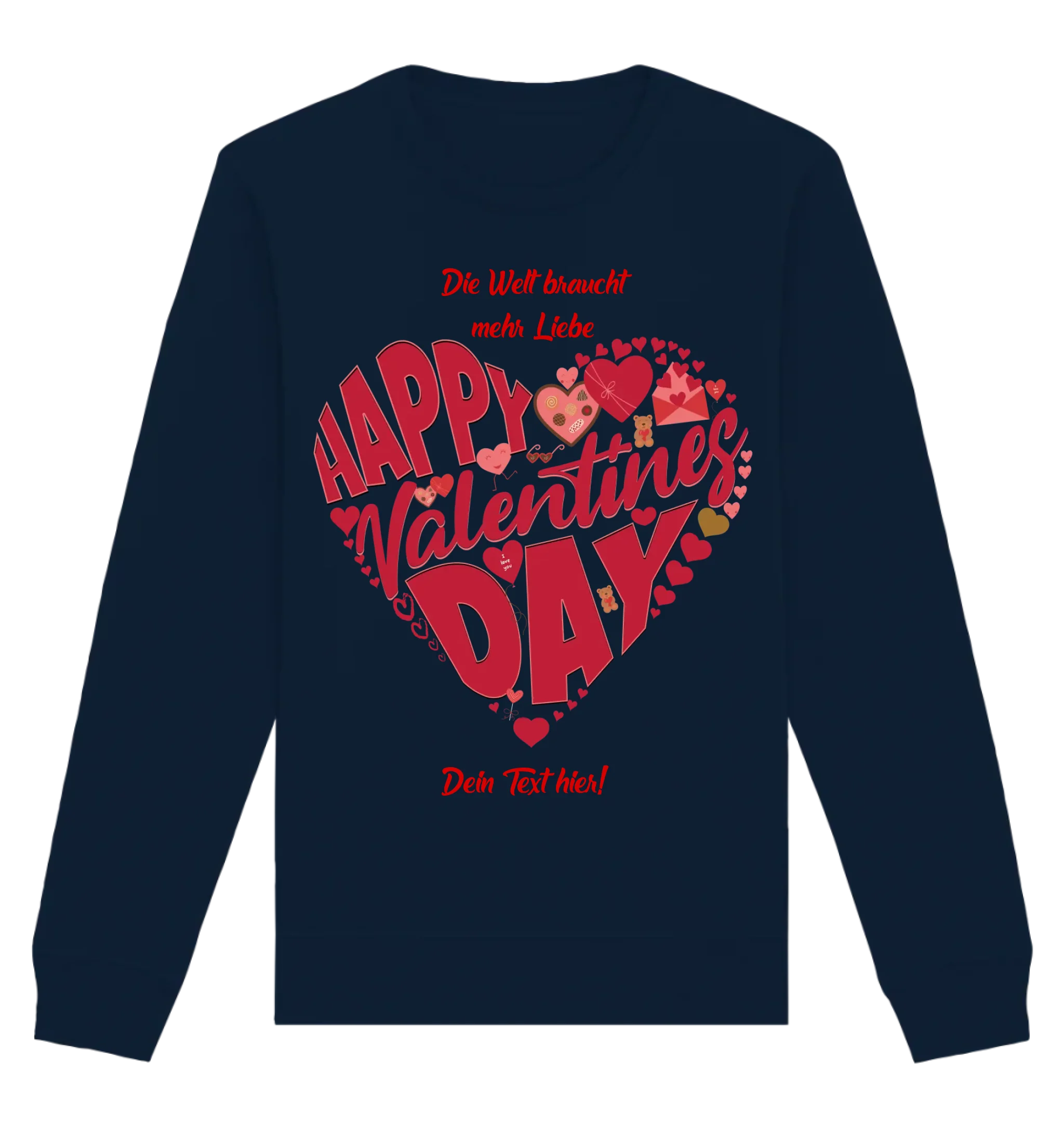 Valentinstag • Herz • Unisex Sweatshirt Bio-Baumwolle in 4 Farben XS-3XL • personalisiert