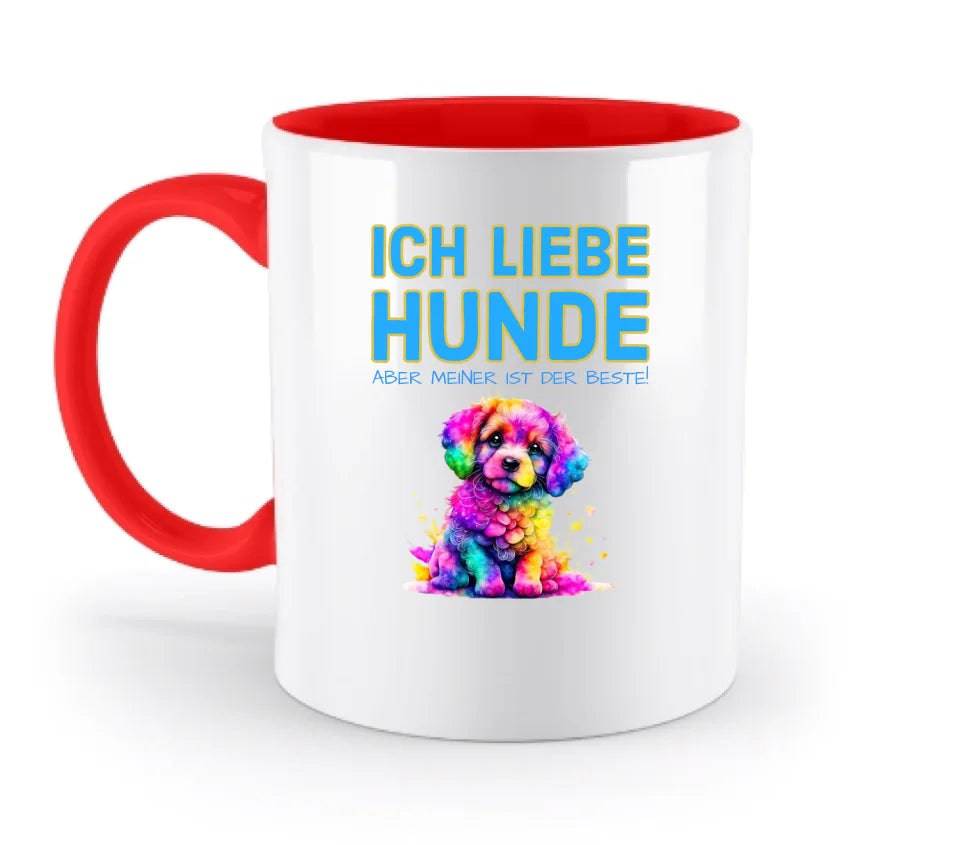 "WÄHLE DEN HUND" - aus unserer "MIX-IT!"-Kollektion - zweifarbige Tasse 330ml mit farbigem Henkel und farbigem Innendruck personalisiert