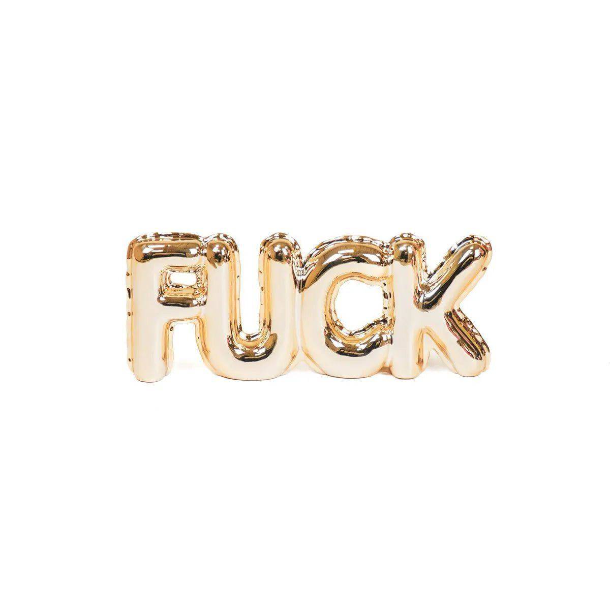 WORT - ORNAMENT - Ballon 'F**K' - Keramik - Gold - 25x3,5x10cm • außergewöhnliche Dekoartikel