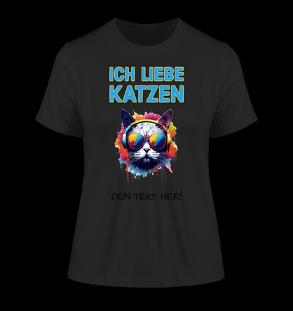 Wähle die Katze mit Motivauswahl + Text • Ladies Premium T-Shirt XS-2XL aus Bio-Baumwolle für Damen • Exklusivdesign • personalisiert