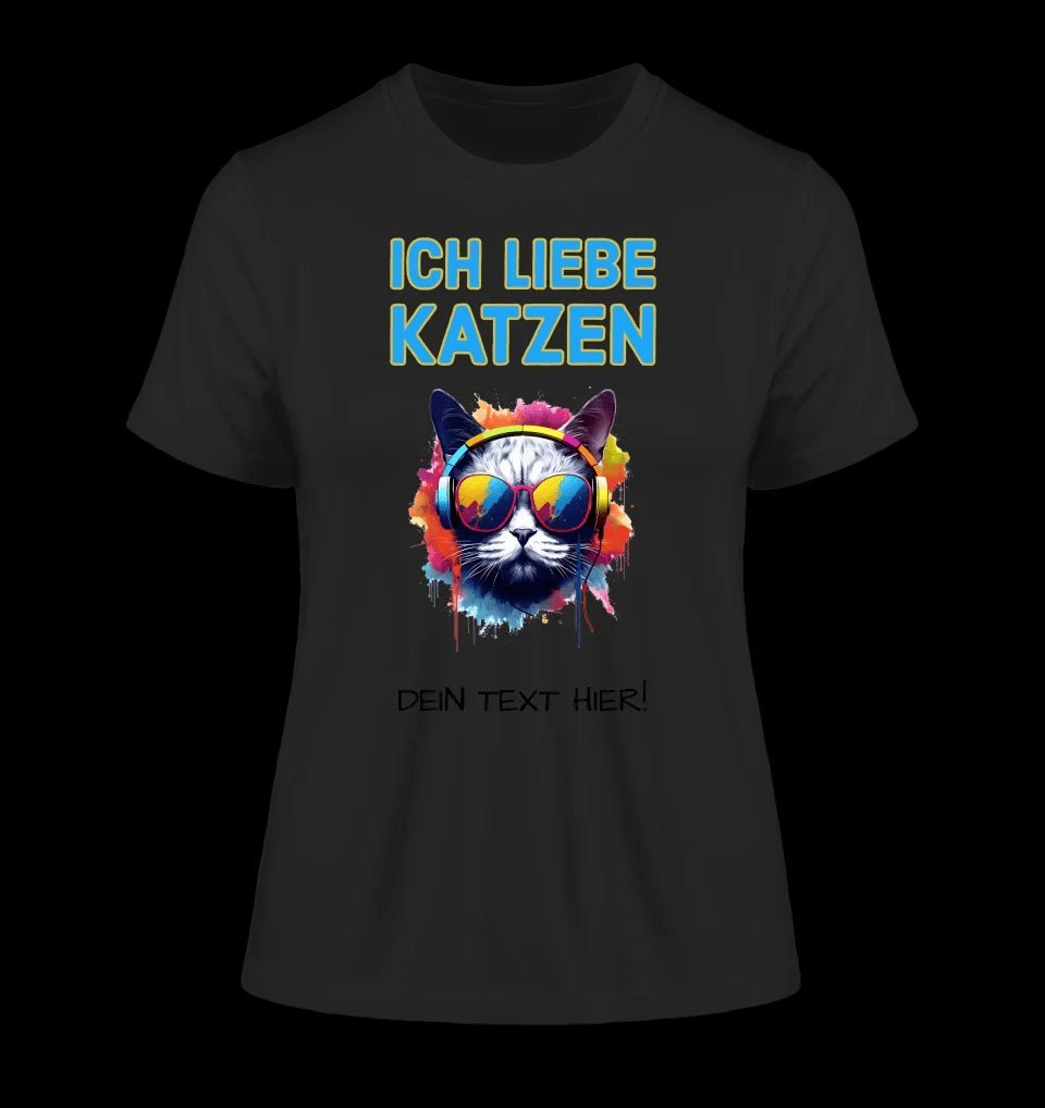 Wähle die Katze mit Motivauswahl + Text • Ladies Premium T-Shirt XS-2XL aus Bio-Baumwolle für Damen • Exklusivdesign • personalisiert