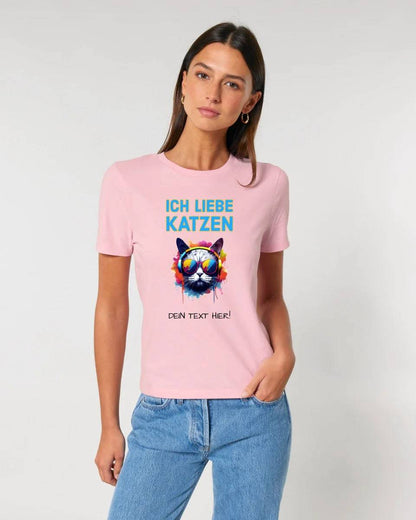 Wähle die Katze mit Motivauswahl + Text • Ladies Premium T-Shirt XS-2XL aus Bio-Baumwolle für Damen • Exklusivdesign • personalisiert