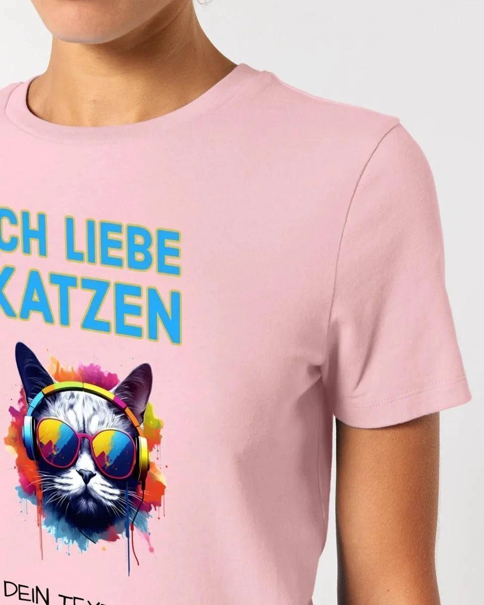 Wähle die Katze mit Motivauswahl + Text • Ladies Premium T-Shirt XS-2XL aus Bio-Baumwolle für Damen • Exklusivdesign • personalisiert