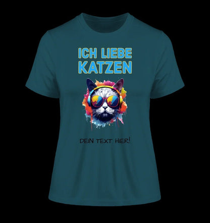 Wähle die Katze mit Motivauswahl + Text • Ladies Premium T-Shirt XS-2XL aus Bio-Baumwolle für Damen • Exklusivdesign • personalisiert