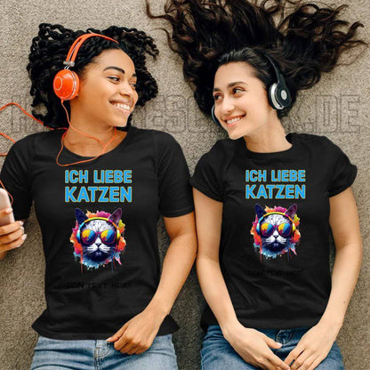 Wähle die Katze mit Motivauswahl + Text • Ladies Premium T-Shirt XS-2XL aus Bio-Baumwolle für Damen • Exklusivdesign • personalisiert