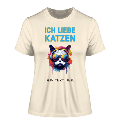 Wähle die Katze mit Motivauswahl + Text • Ladies Premium T-Shirt XS-2XL aus Bio-Baumwolle für Damen • Exklusivdesign • personalisiert