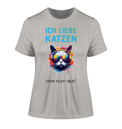 Wähle die Katze mit Motivauswahl + Text • Ladies Premium T-Shirt XS-2XL aus Bio-Baumwolle für Damen • Exklusivdesign • personalisiert