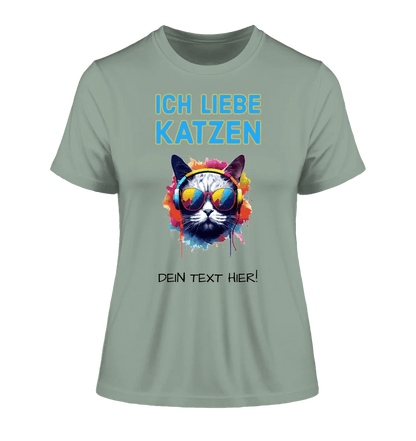 Wähle die Katze mit Motivauswahl + Text • Ladies Premium T-Shirt XS-2XL aus Bio-Baumwolle für Damen • Exklusivdesign • personalisiert