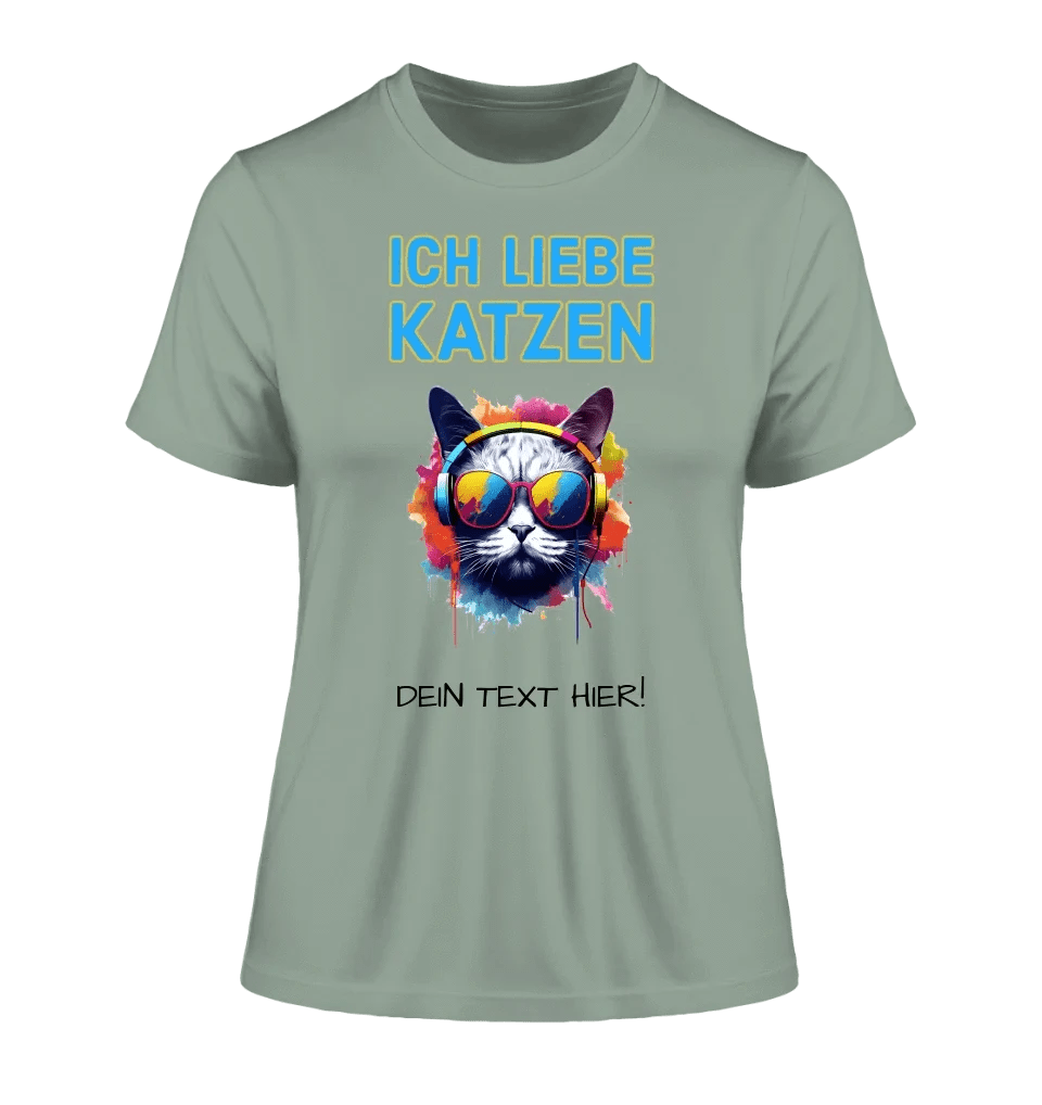 Wähle die Katze mit Motivauswahl + Text • Ladies Premium T-Shirt XS-2XL aus Bio-Baumwolle für Damen • Exklusivdesign • personalisiert