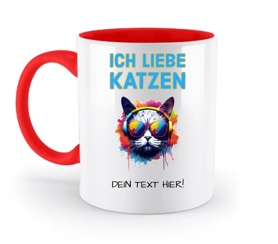 Wähle die Katze mit Motivauswahl + Text • zweifarbige Tasse • spülmaschinenfest • personalisiert