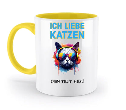 Wähle die Katze mit Motivauswahl + Text • zweifarbige Tasse • spülmaschinenfest • personalisiert