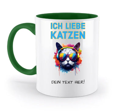 Wähle die Katze mit Motivauswahl + Text • zweifarbige Tasse • spülmaschinenfest • personalisiert