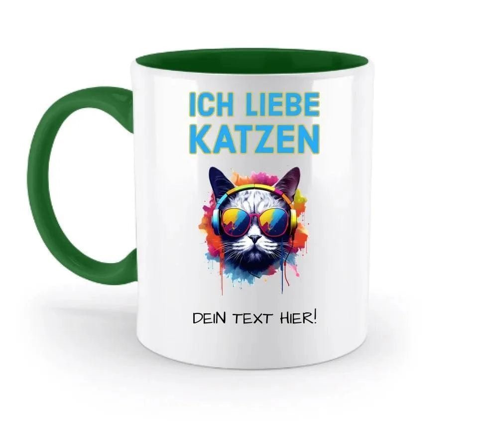 Wähle die Katze mit Motivauswahl + Text • zweifarbige Tasse • spülmaschinenfest • personalisiert