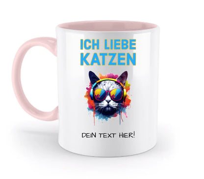 Wähle die Katze mit Motivauswahl + Text • zweifarbige Tasse • spülmaschinenfest • personalisiert