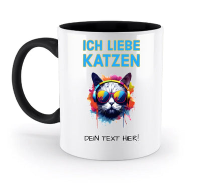 Wähle die Katze mit Motivauswahl + Text • zweifarbige Tasse • spülmaschinenfest • personalisiert