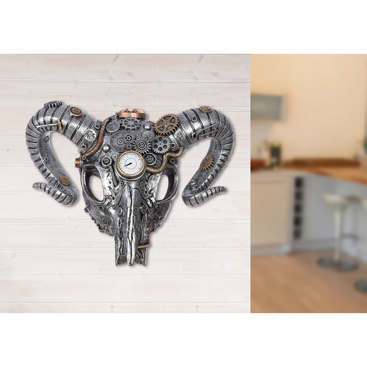 Wandobjekt Büffel Steampunk Buffalo, H.31,5 cm • Skulptur • Wohndeko