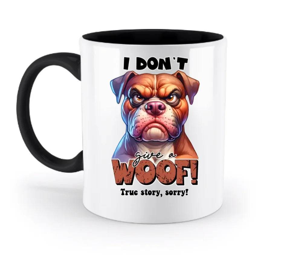 Woof! • Hund • zweifarbige Tasse • Exklusivdesign • personalisiert