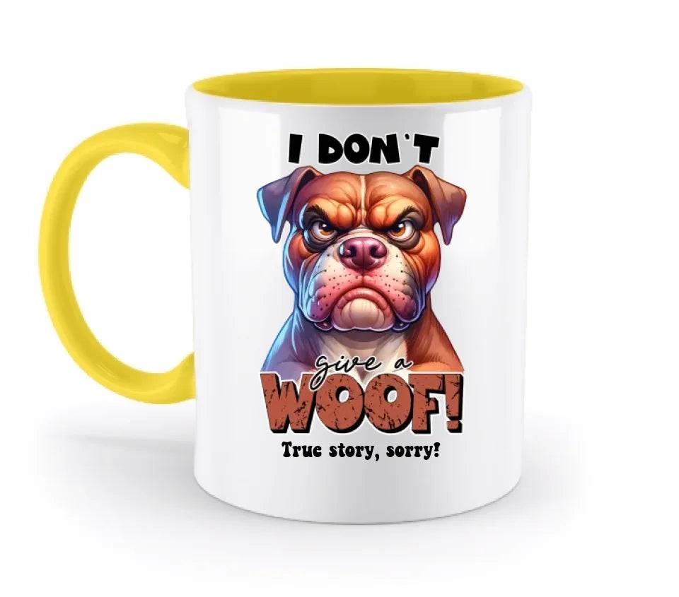 Woof! • Hund • zweifarbige Tasse • Exklusivdesign • personalisiert