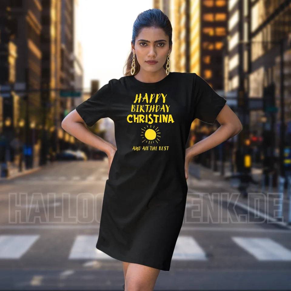 Zum Geburtstag mit deinem Wunschnamen • Birthday • Ladies Premium T-Shirt Kleid aus Bio-Baumwolle S-2XL