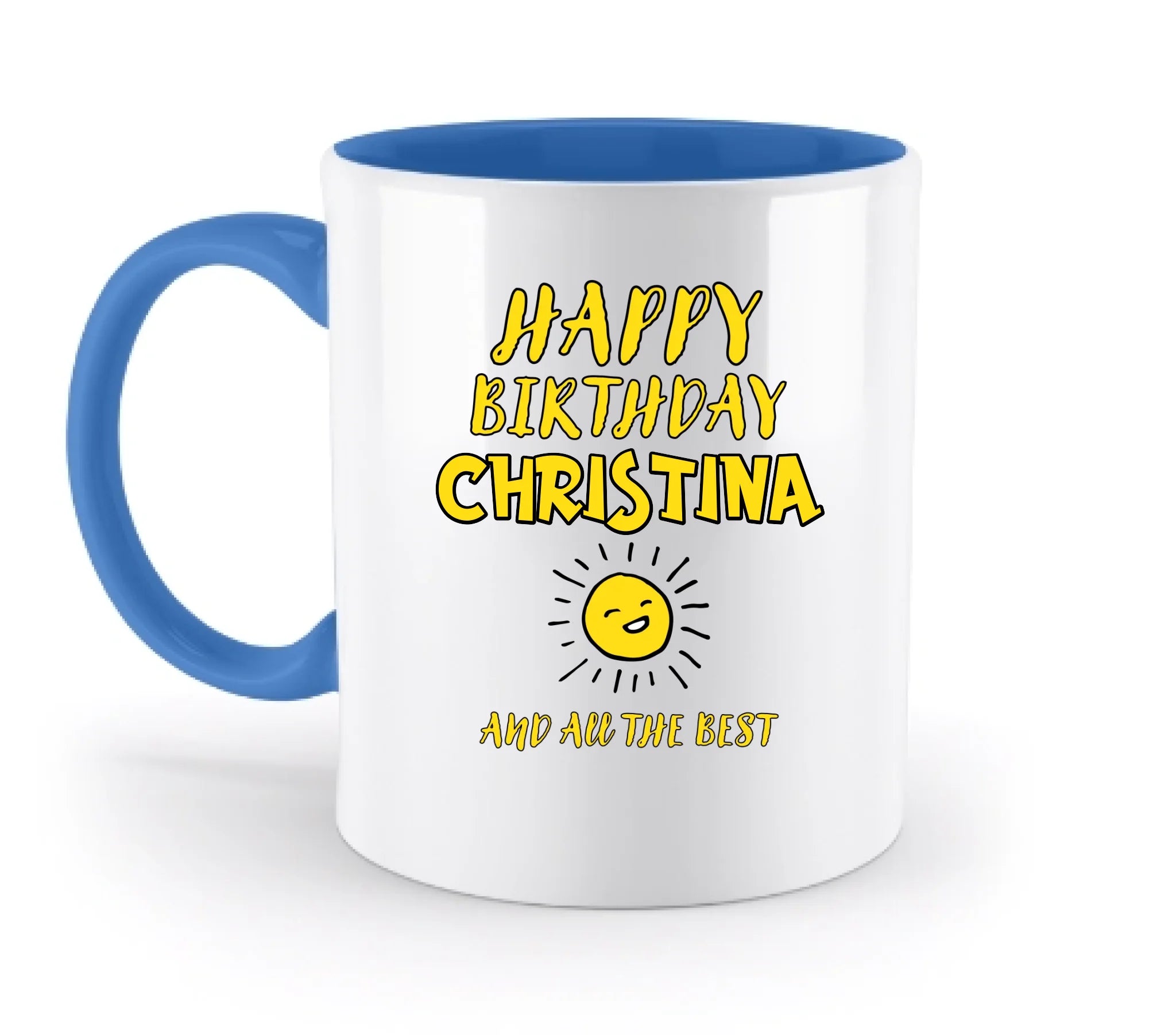 Zum Geburtstag mit deinem Wunschnamen • Birthday • zweifarbige Tasse • spülmaschinengeeignet • personalisiert