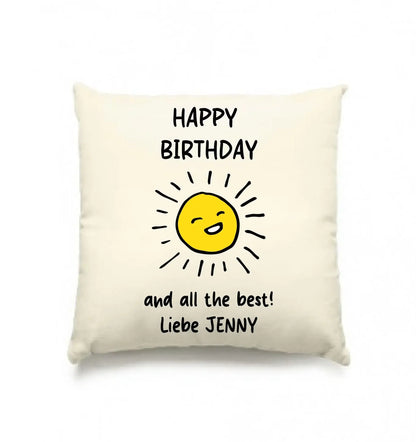 Geburtstag Motiv 1 • mehrere Artikel • ’Statement-Collection’ • Wunschtext • Mein - Kissen / Natur / 40cm-x-40cm