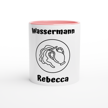 Mit 3D-Vorschau: 12 Sternzeichen mittig mit Name + personalisierten Sprüchen • zweifarbige Tasse