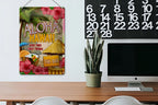 Aloha hawaii blechschild 20x30cm mit bunten tropischen blumen, palmen und tiki bar motiv in lebendigen farben