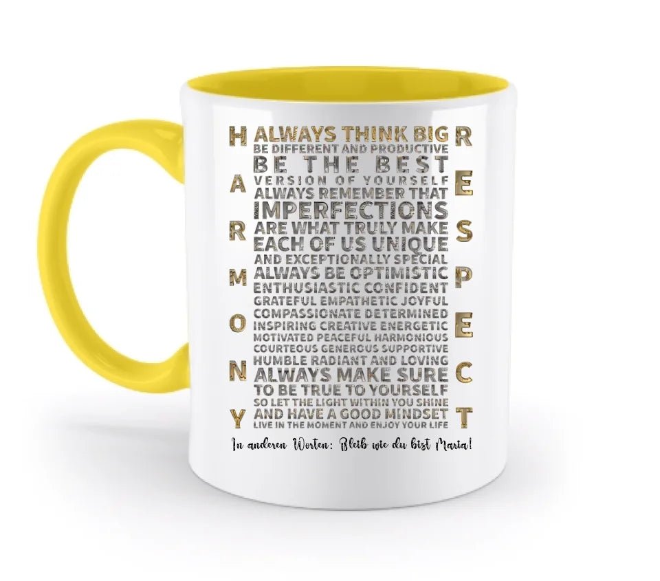 Always inspire • zweifarbige Tasse • Exklusivdesign • personalisiert von HalloGeschenk.de