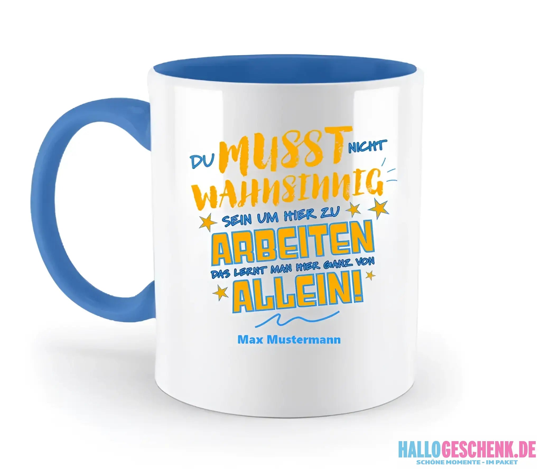 Arbeitnehmer "Wahnsinnig" mit Wunschname, personalisierbar - zweifarbige Tasse 330ml