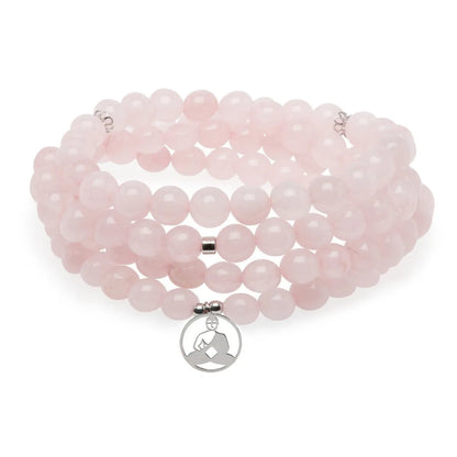 Armband Mala "Komfort und Liebe des Buddha" 108 Perlen in Rosenquarz • Esoterische Glücksbringer von HalloGeschenk.de