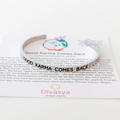 Armreif mit Gravur | Silber | Good Karma comes back