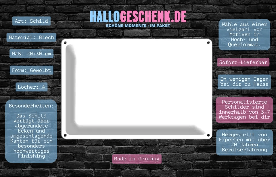 Artikel zum Nachbestellen/Mitbestellen - Blechschild • 30x20 cm • Querformat - HalloGeschenk.de