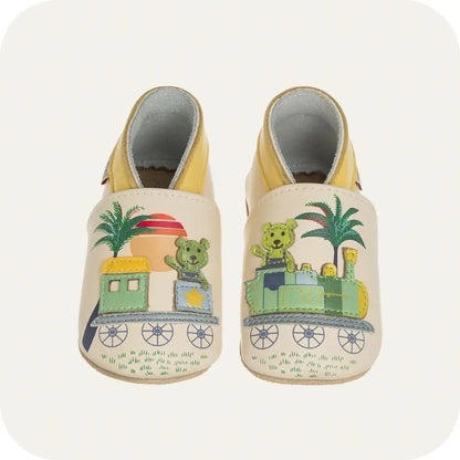 Babyhausschuhe aus weichem Leder Petit Train