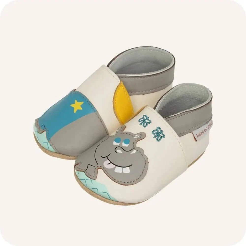 Babyschuhe aus weichem Leder Nilpferd