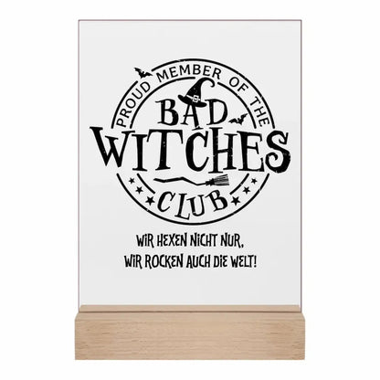 BAD WITCHES CLUB + Text • Halloween • Acrylaufsteller 15x20 cm mit oder ohne Gravur • personalisiert von HalloGeschenk.de