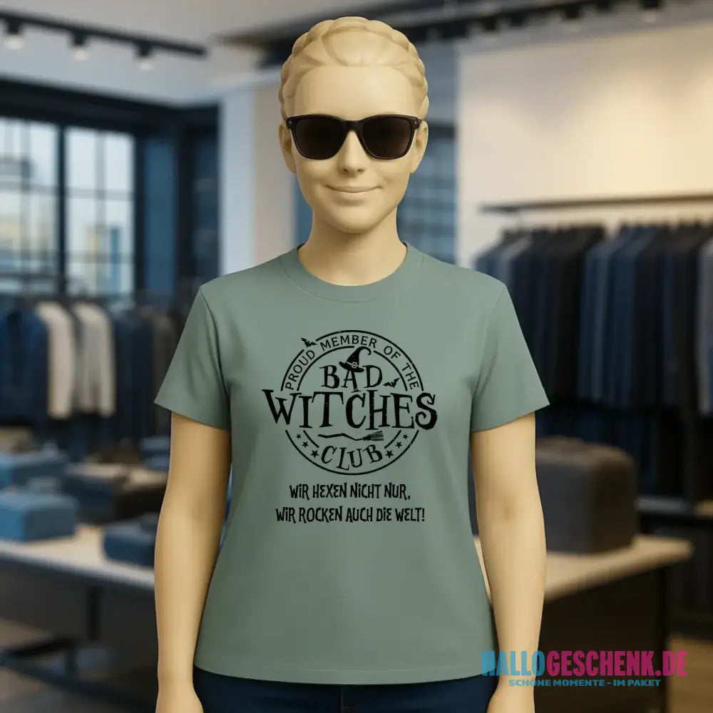 BAD WITCHES CLUB + Text • Halloween • Ladies Premium T-Shirt XS-2XL aus Bio-Baumwolle für Damen • Exklusivdesign • personalisiert