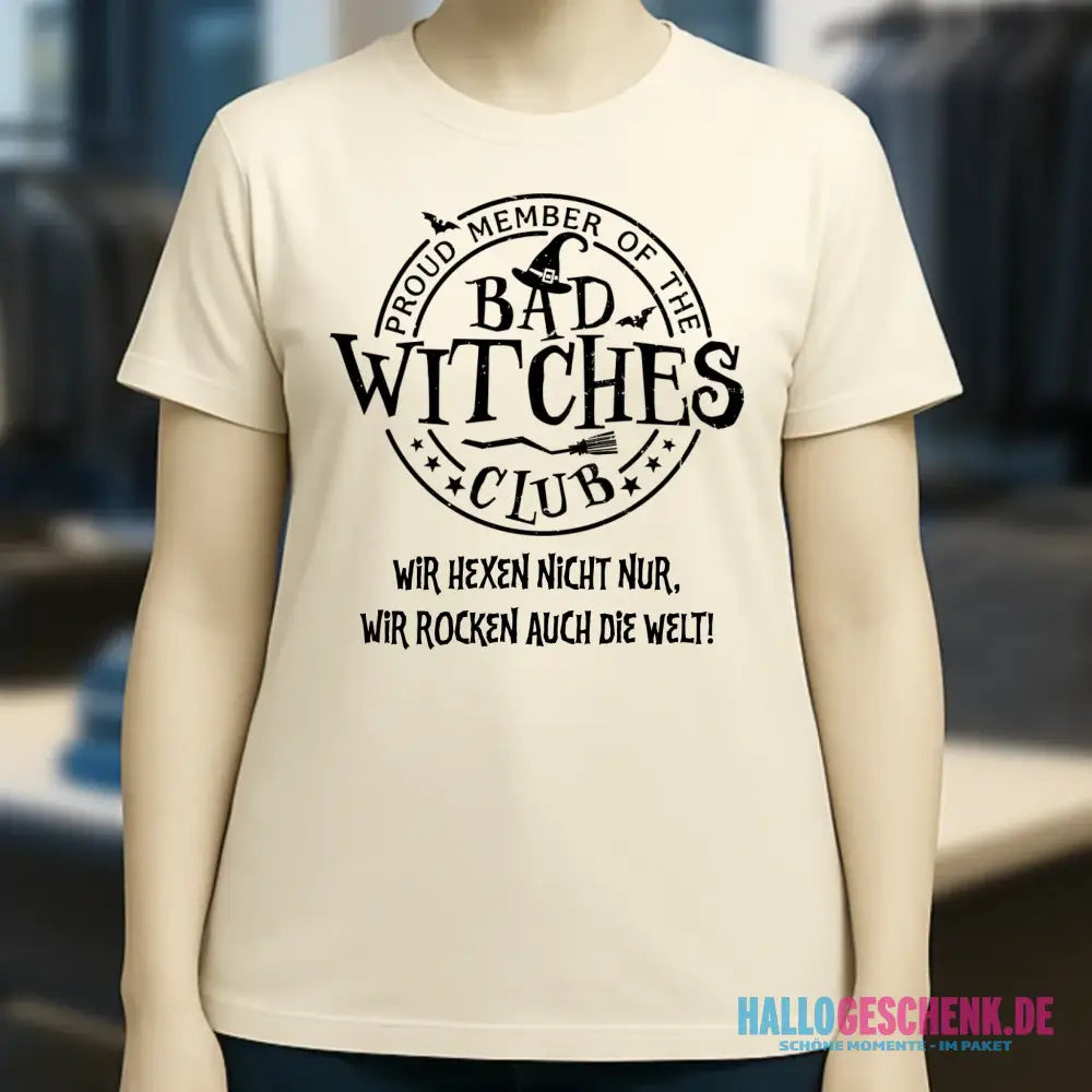 BAD WITCHES CLUB + Text • Halloween • Ladies Premium T-Shirt XS-2XL aus Bio-Baumwolle für Damen • Exklusivdesign • personalisiert