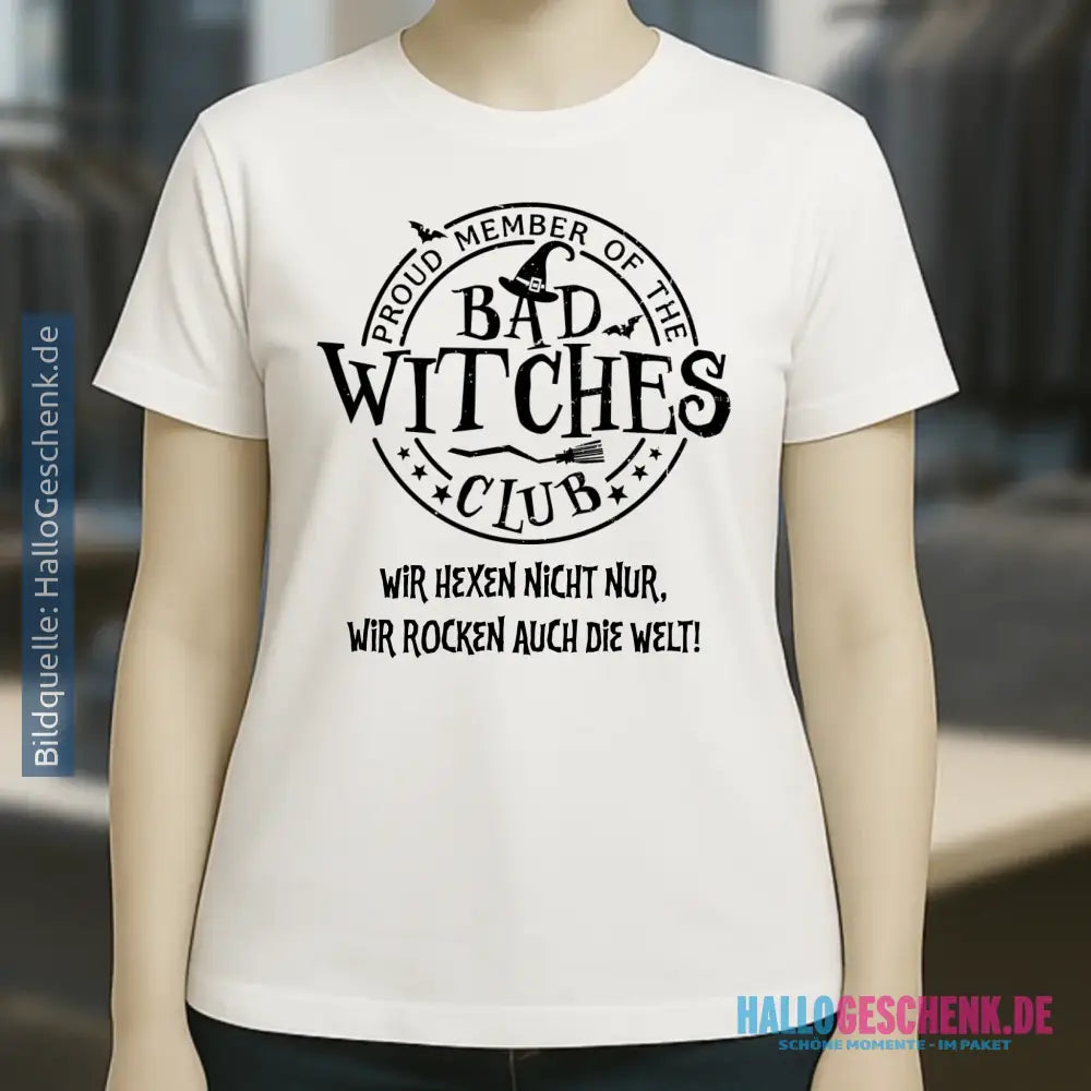 BAD WITCHES CLUB + Text • Halloween • Ladies Premium T-Shirt XS-2XL aus Bio-Baumwolle für Damen • Exklusivdesign • personalisiert