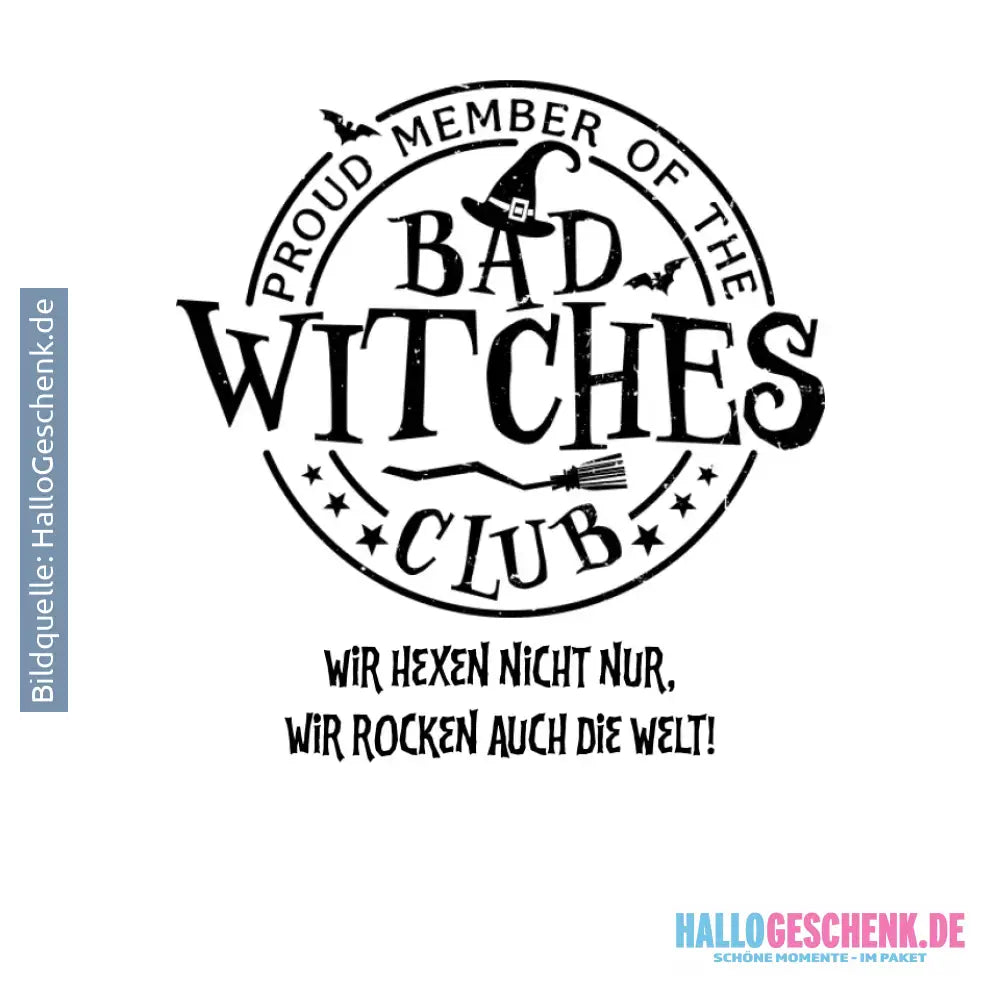 BAD WITCHES CLUB + Text • Halloween • STICKER 20x20cm (Aufkleber) • personalisiert - White / OneSize / ausgestanzter